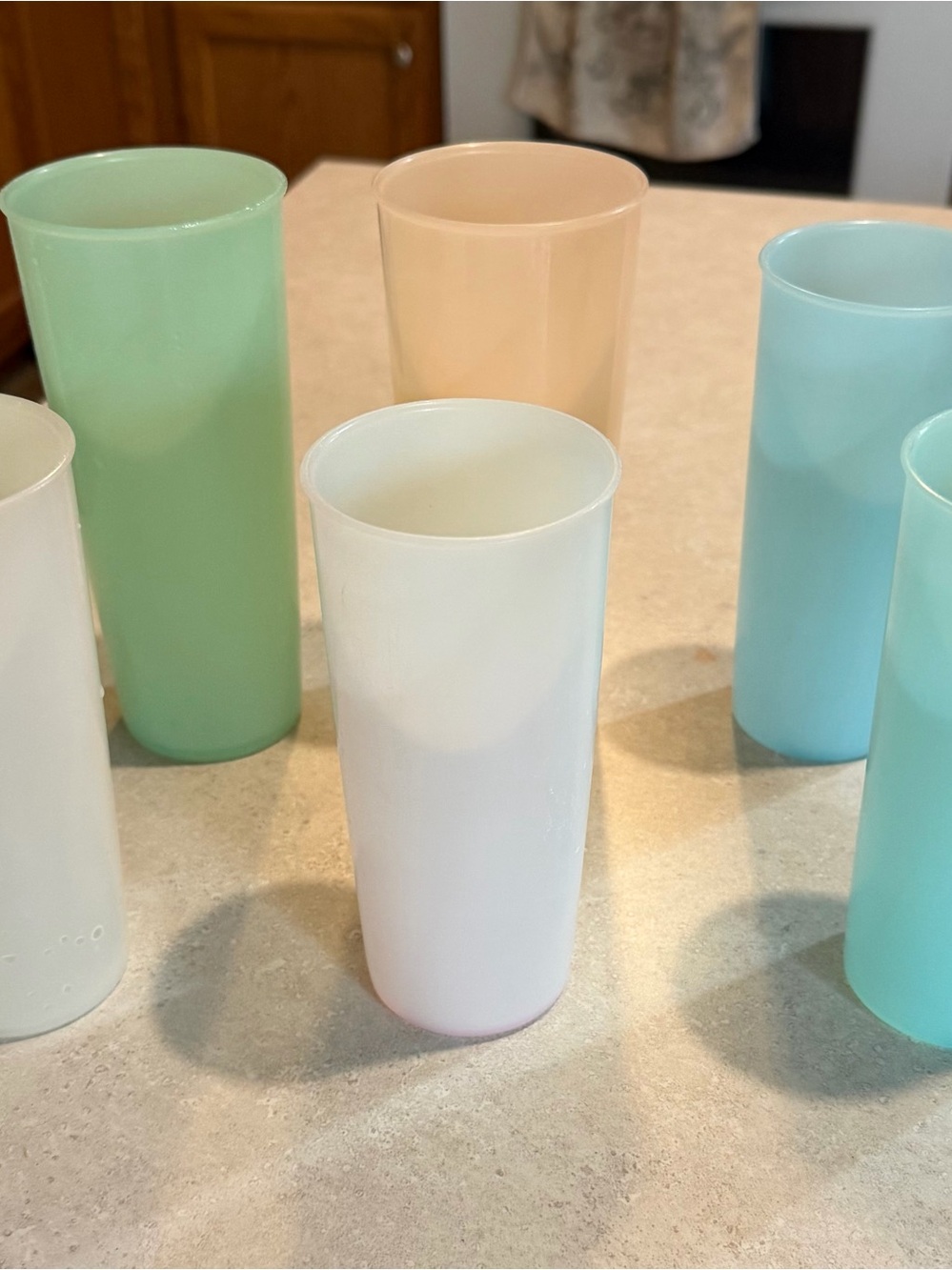 Vintage Tupperware Assorted Pastel Tumbler Set - White, Mint, Peach, Aqua